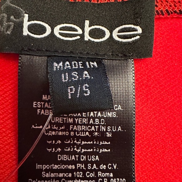 NWT BEBE Dress Bodycon One Shoulder Red Black Mesh Sheer Size Small Petite - Picture 4 of 10